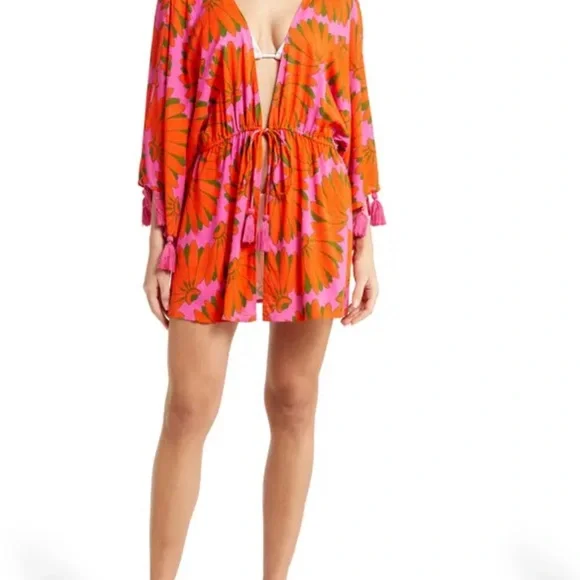 Farm Rio Copacabana pink kimono coverup XS NWT - Picture 3 of 10